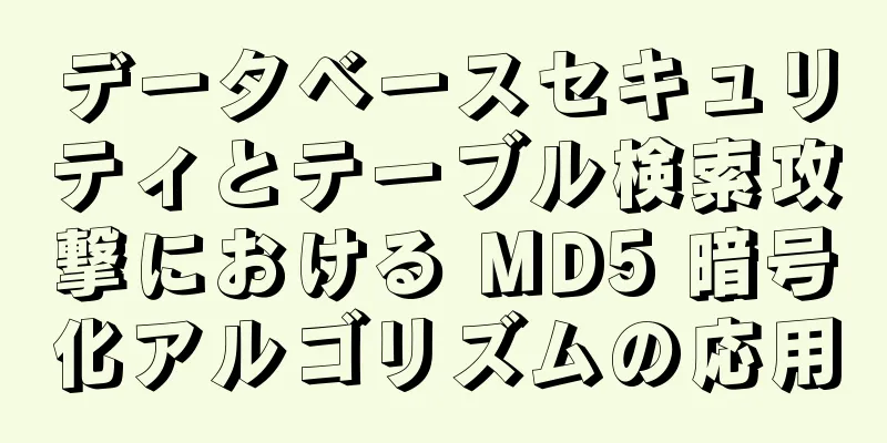 データベースセキュリティとテーブル検索攻撃における MD5 暗号化アルゴリズムの応用
