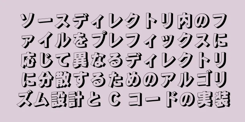 ソースディレクトリ内のファイルをプレフィックスに応じて異なるディレクトリに分散するためのアルゴリズム設計と C コードの実装