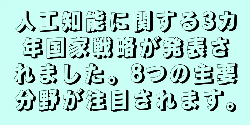 人工知能に関する3カ年国家戦略が発表されました。8つの主要分野が注目されます。