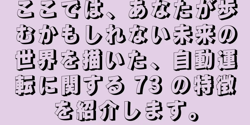 ここでは、あなたが歩むかもしれない未来の世界を描いた、自動運転に関する 73 の特徴を紹介します。