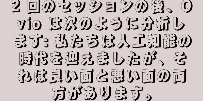 2 回のセッションの後、Ovio は次のように分析します: 私たちは人工知能の時代を迎えましたが、それは良い面と悪い面の両方があります。