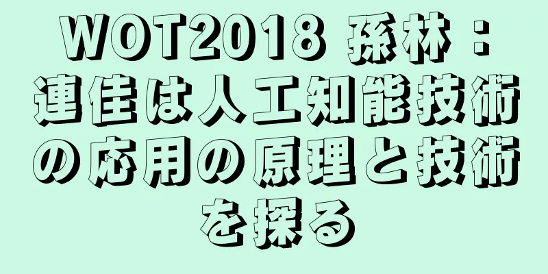 WOT2018 孫林：連佳は人工知能技術の応用の原理と技術を探る