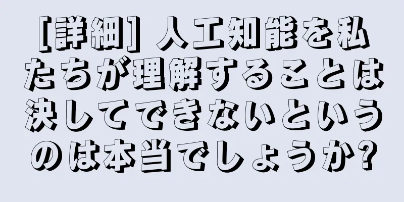 [詳細] 人工知能を私たちが理解することは決してできないというのは本当でしょうか?