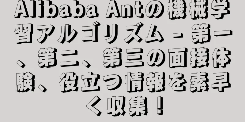Alibaba Antの機械学習アルゴリズム - 第一、第二、第三の面接体験、役立つ情報を素早く収集！