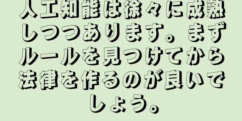 人工知能は徐々に成熟しつつあります。まずルールを見つけてから法律を作るのが良いでしょう。