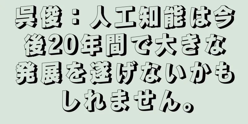 呉俊：人工知能は今後20年間で大きな発展を遂げないかもしれません。