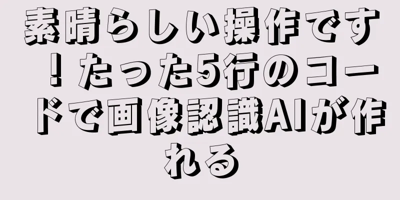 素晴らしい操作です！たった5行のコードで画像認識AIが作れる
