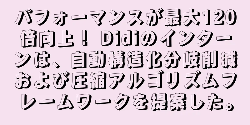 パフォーマンスが最大120倍向上！ Didiのインターンは、自動構造化分岐削減および圧縮アルゴリズムフレームワークを提案した。