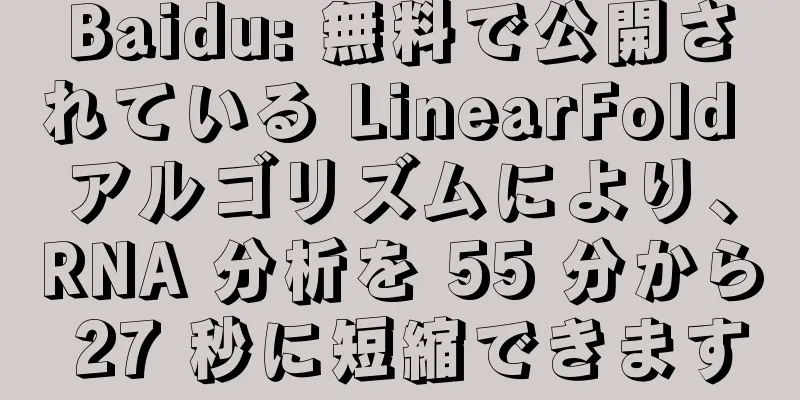 Baidu: 無料で公開されている LinearFold アルゴリズムにより、RNA 分析を 55 分から 27 秒に短縮できます