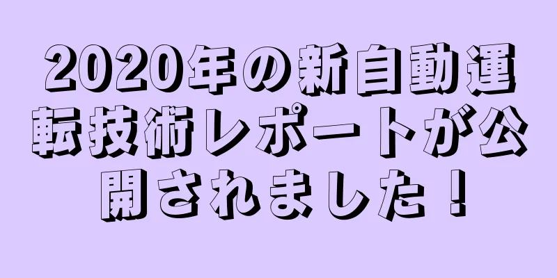 2020年の新自動運転技術レポートが公開されました！