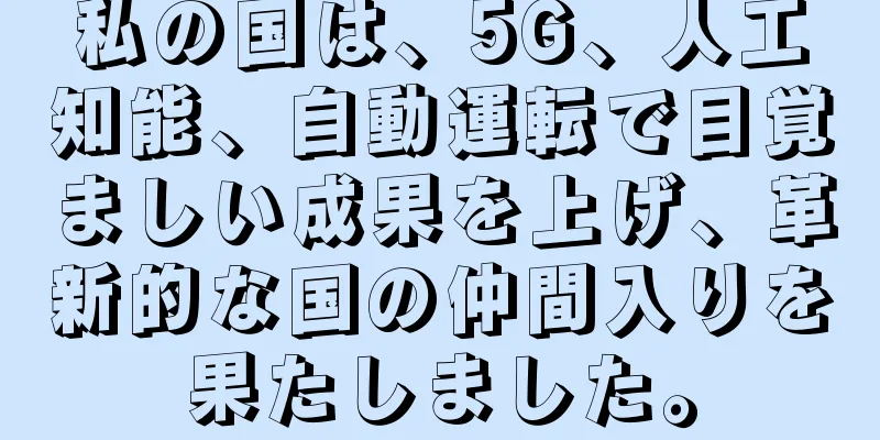 私の国は、5G、人工知能、自動運転で目覚ましい成果を上げ、革新的な国の仲間入りを果たしました。