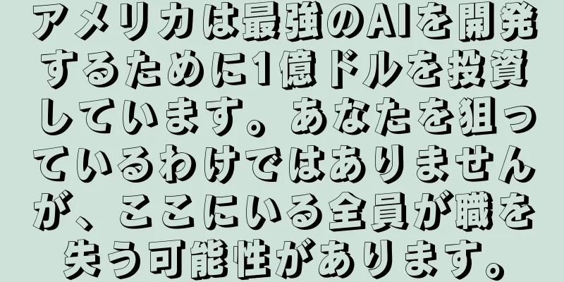 アメリカは最強のAIを開発するために1億ドルを投資しています。あなたを狙っているわけではありませんが、ここにいる全員が職を失う可能性があります。