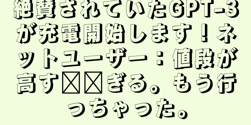 絶賛されていたGPT-3が充電開始します！ネットユーザー：値段が高す​​ぎる。もう行っちゃった。