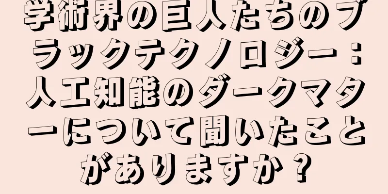 学術界の巨人たちのブラックテクノロジー：人工知能のダークマターについて聞いたことがありますか？