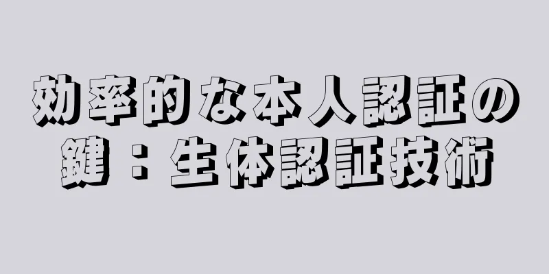 効率的な本人認証の鍵：生体認証技術