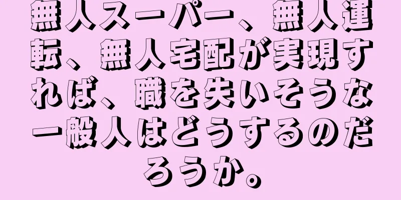 無人スーパー、無人運転、無人宅配が実現すれば、職を失いそうな一般人はどうするのだろうか。