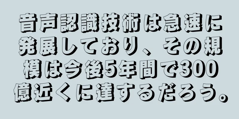 音声認識技術は急速に発展しており、その規模は今後5年間で300億近くに達するだろう。