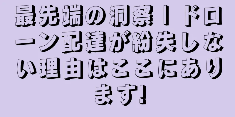 最先端の洞察 | ドローン配達が紛失しない理由はここにあります!