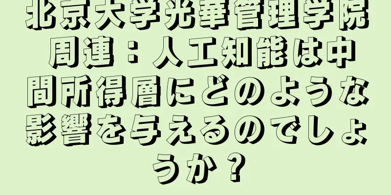 北京大学光華管理学院 周連：人工知能は中間所得層にどのような影響を与えるのでしょうか？
