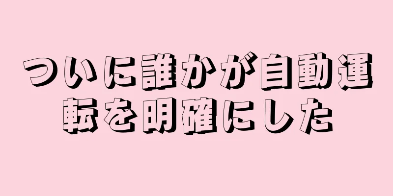 ついに誰かが自動運転を明確にした