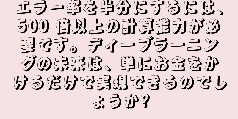 エラー率を半分にするには、500 倍以上の計算能力が必要です。ディープラーニングの未来は、単にお金をかけるだけで実現できるのでしょうか?