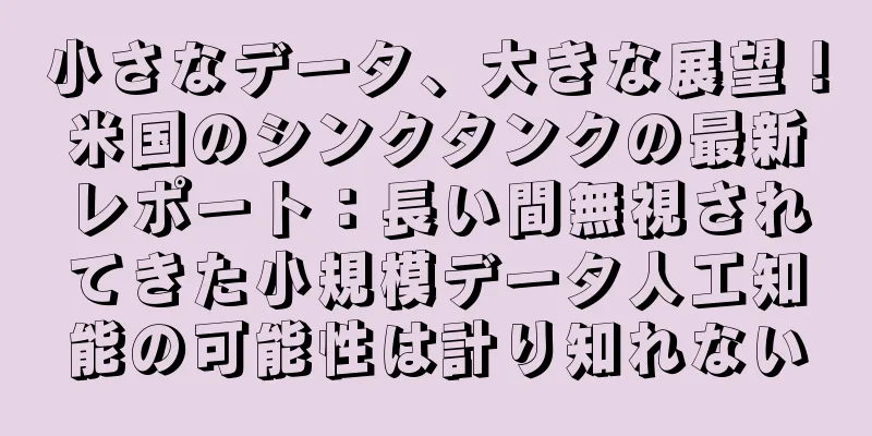 小さなデータ、大きな展望！米国のシンクタンクの最新レポート：長い間無視されてきた小規模データ人工知能の可能性は計り知れない
