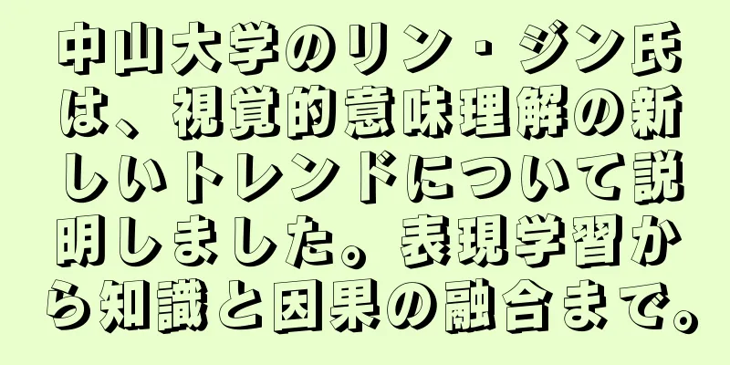 中山大学のリン・ジン氏は、視覚的意味理解の新しいトレンドについて説明しました。表現学習から知識と因果の融合まで。
