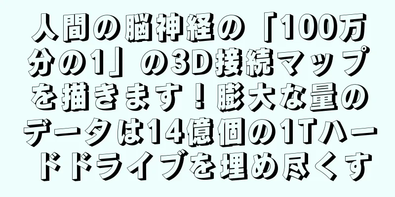 人間の脳神経の「100万分の1」の3D接続マップを描きます！膨大な量のデータは14億個の1Tハードドライブを埋め尽くす
