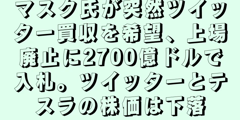 マスク氏が突然ツイッター買収を希望、上場廃止に2700億ドルで入札。ツイッターとテスラの株価は下落