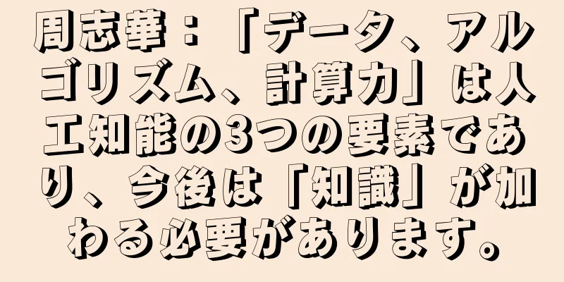 周志華：「データ、アルゴリズム、計算力」は人工知能の3つの要素であり、今後は「知識」が加わる必要があります。