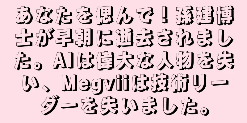 あなたを偲んで！孫建博士が早朝に逝去されました。AIは偉大な人物を失い、Megviiは技術リーダーを失いました。