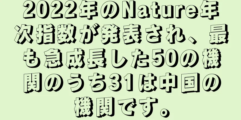 2022年のNature年次指数が発表され、最も急成長した50の機関のうち31は中国の機関です。