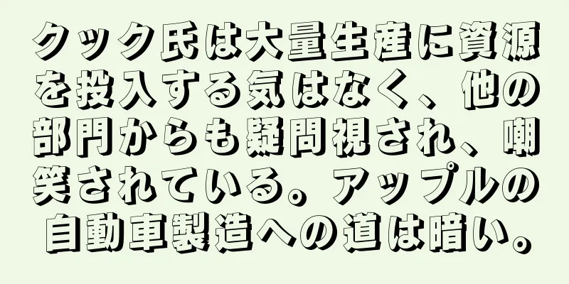 クック氏は大量生産に資源を投入する気はなく、他の部門からも疑問視され、嘲笑されている。アップルの自動車製造への道は暗い。