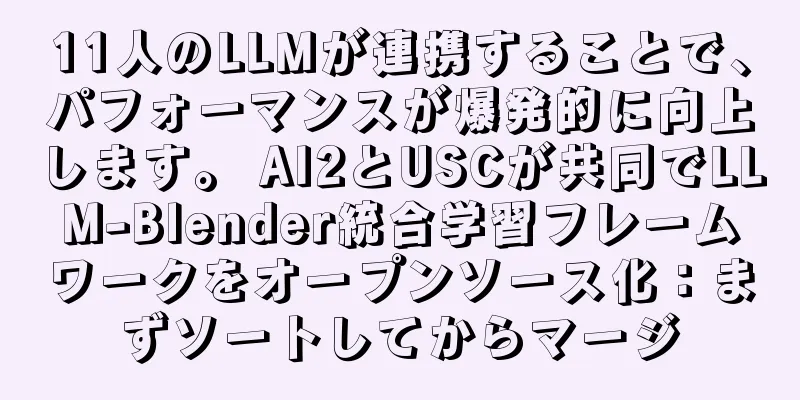 11人のLLMが連携することで、パフォーマンスが爆発的に向上します。 AI2とUSCが共同でLLM-Blender統合学習フレームワークをオープンソース化：まずソートしてからマージ