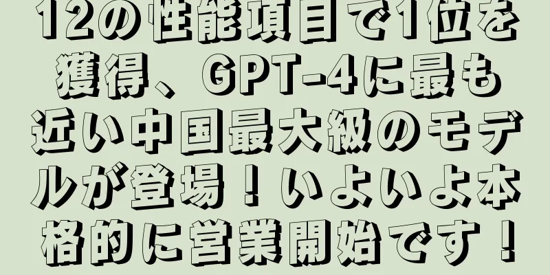 12の性能項目で1位を獲得、GPT-4に最も近い中国最大級のモデルが登場！いよいよ本格的に営業開始です！