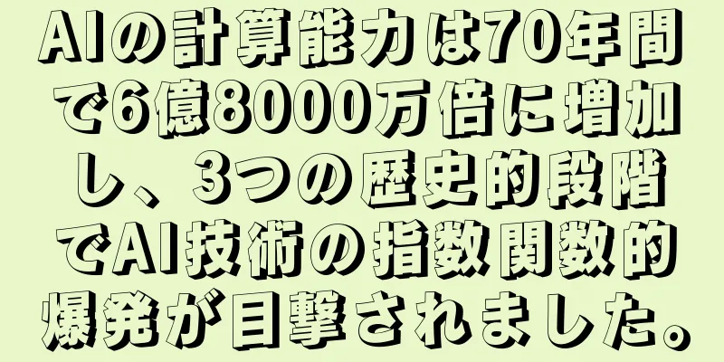 AIの計算能力は70年間で6億8000万倍に増加し、3つの歴史的段階でAI技術の指数関数的爆発が目撃されました。