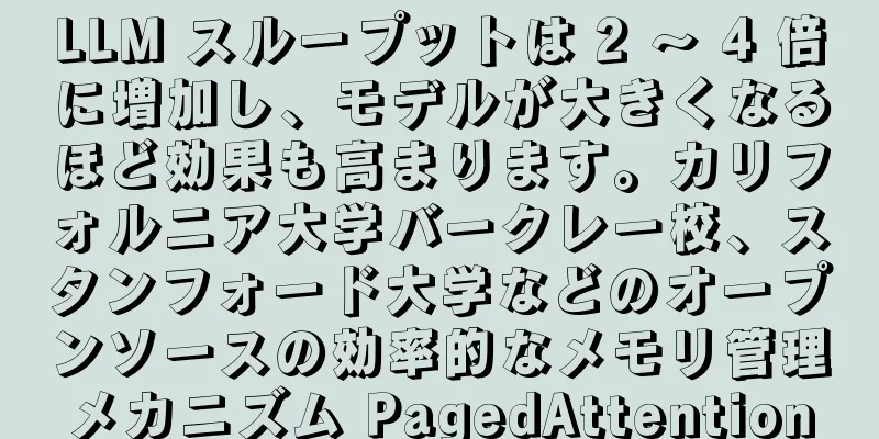 LLM スループットは 2 ～ 4 倍に増加し、モデルが大きくなるほど効果も高まります。カリフォルニア大学バークレー校、スタンフォード大学などのオープンソースの効率的なメモリ管理メカニズム PagedAttention