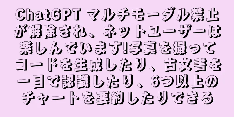 ChatGPT マルチモーダル禁止が解除され、ネットユーザーは楽しんでいます!写真を撮ってコードを生成したり、古文書を一目で認識したり、6つ以上のチャートを要約したりできる