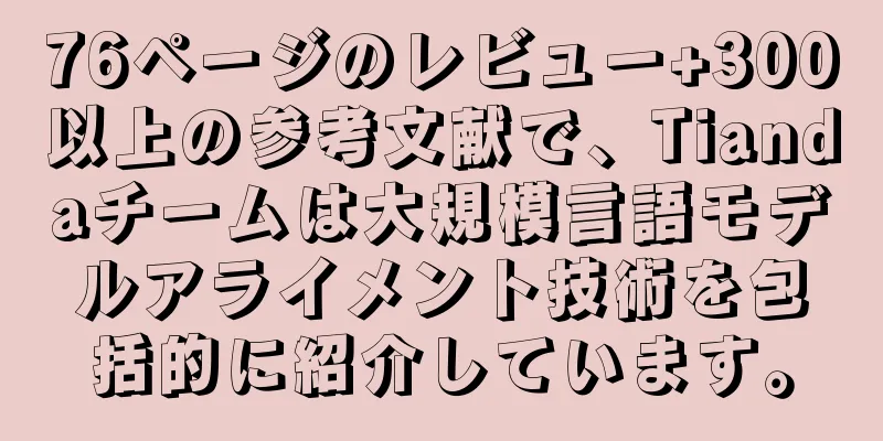 76ページのレビュー+300以上の参考文献で、Tiandaチームは大規模言語モデルアライメント技術を包括的に紹介しています。