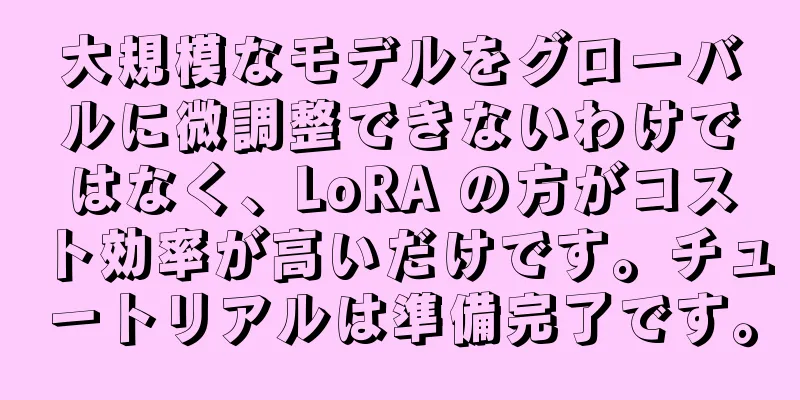 大規模なモデルをグローバルに微調整できないわけではなく、LoRA の方がコスト効率が高いだけです。チュートリアルは準備完了です。