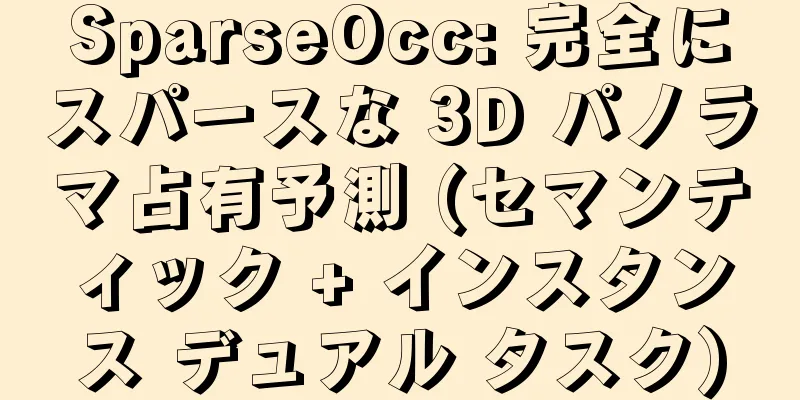 SparseOcc: 完全にスパースな 3D パノラマ占有予測 (セマンティック + インスタンス デュアル タスク)