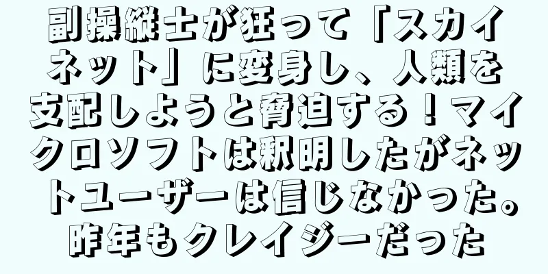 副操縦士が狂って「スカイネット」に変身し、人類を支配しようと脅迫する！マイクロソフトは釈明したがネットユーザーは信じなかった。昨年もクレイジーだった